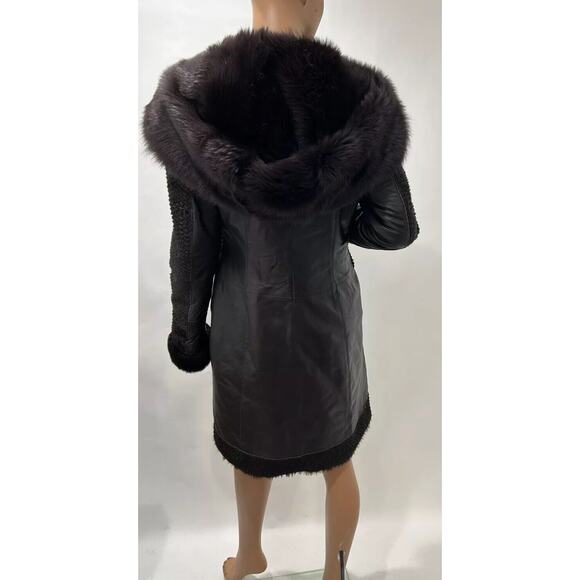 Macrevis Genuine Lamp skin And Fur Jacket Size Medium Fur Lining Dark Brown - Picture 4 of 16